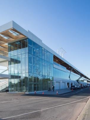 A long glass building