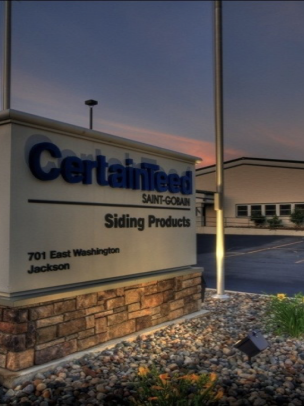 Exterior of a CertainTeed Sidings facility in Jackson, MI